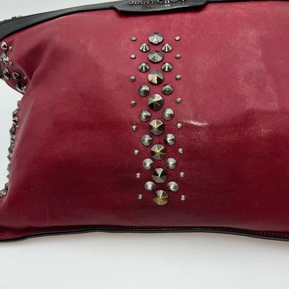 Jimmy Choo Laptop Holder/Clutch/Wristlet Black and Red Leather With Studs - Picture 3 of 16